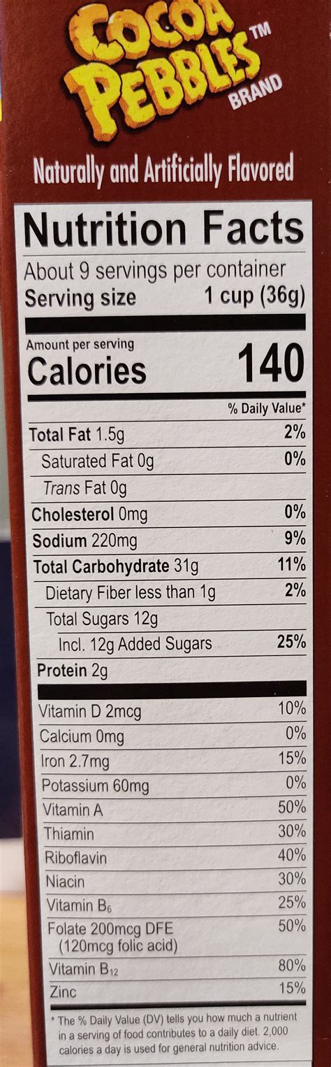 11 Cocoa Pebbles Nutrition Facts Facts Net