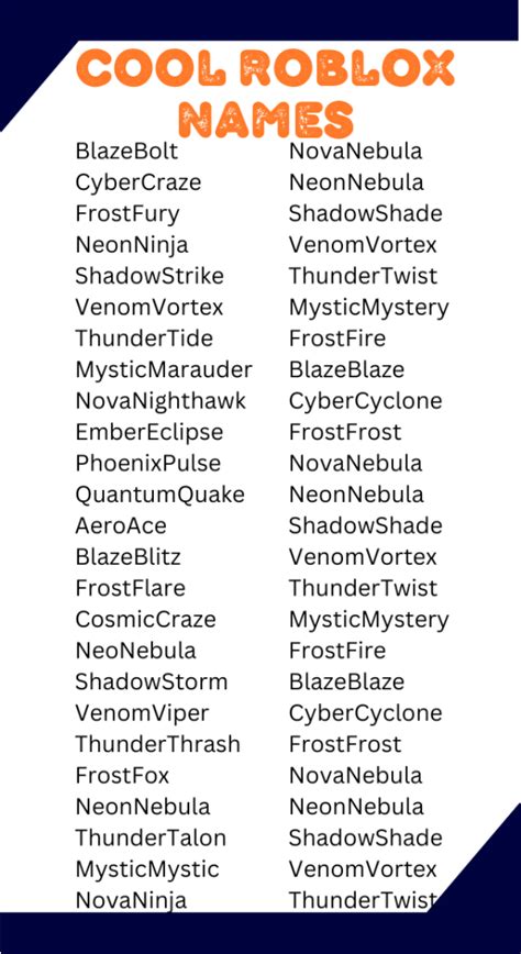 Cool Names For Roblox