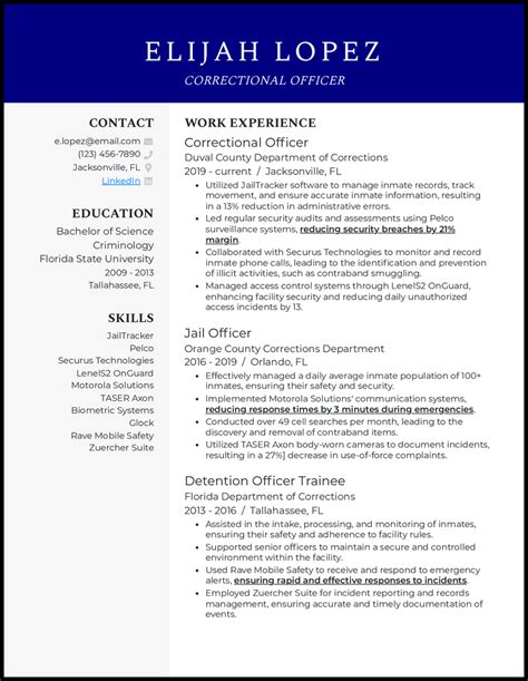 Correctional Officer Resume Example For 2026 Free Templates Correctional Officer Resume Example For 2026 Free Templates