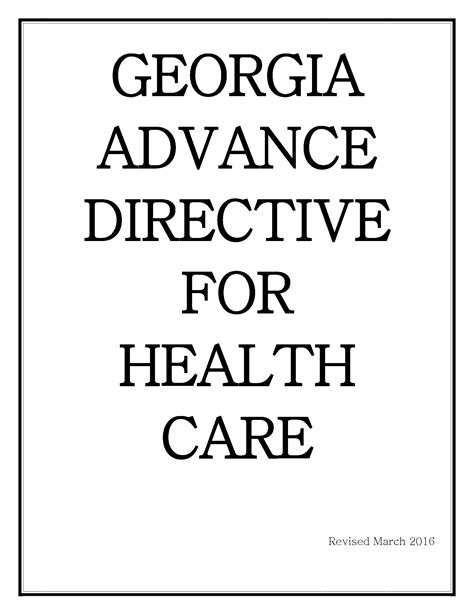 Georgia Advance Directive For Health Care