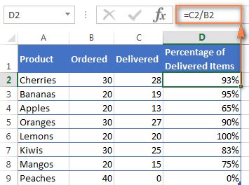 How To Find Percentage Values In Microsoft Excel Using The General Formula