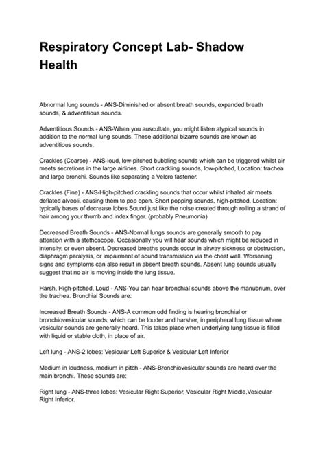 Shadow Health Repistory Concept Lab