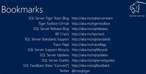The Sql Server Tiger Team Bookmarks Thomas Larock The Sql Server Tiger Team Bookmarks Thomas Larock
