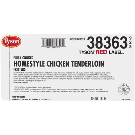 Tyson Red Label Fully Cooked Homestyle Chicken Tenderloin Fritters 5 Lb 2 Case Tyson Red Label Fully Cooked Homestyle Chicken Tenderloin Fritters 5 Lb 2 Case